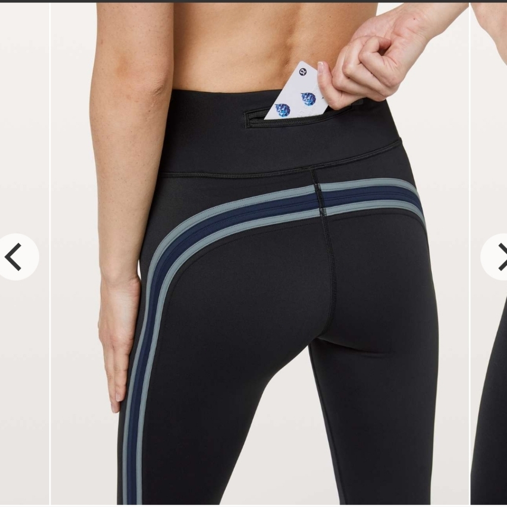#254. Lululemon Run Crew Tight 28" ( Black/True Navy/ Steam Blue) - Picture 4 of 13